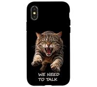 Carcasa para iPhone X/XS Necesitamos Hablar - Humor de Gato Tabby Feroz Ironía Shapes Mania