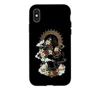Carcasa para iPhone X/XS Negro Chica Melanina Coqueta Católica Sagrada Vintage Kitsch