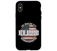 Carcasa para iPhone X/XS New Bedford Massachusetts, Bandera Americana Vintage