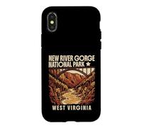 Carcasa para iPhone X/XS New River Gorge National Park West Virginia Diseño Vintage