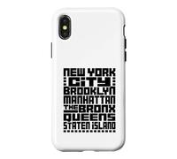Carcasa para iPhone X/XS New York City 5 Boroughs Typography T Shirt NYC Graphic
