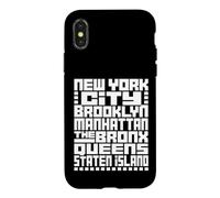 Carcasa para iPhone X/XS New York City 5 Boroughs Typography T Shirt NYC Graphic