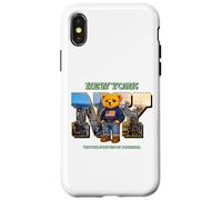 Carcasa para iPhone X/XS New York City Skyline & Cute Teddy Bear with NYC Graphic