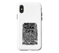 Carcasa para iPhone X/XS New York City Skyline T Shirt NYC Boroughs Vintage Graphic