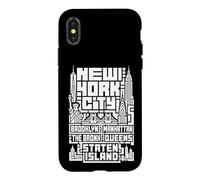 Carcasa para iPhone X/XS New York City Skyline T Shirt NYC Boroughs Vintage Graphic