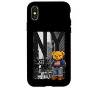 Carcasa para iPhone X/XS New York Teddy Bear Street Art Design - NY City Urban Bear