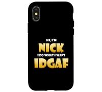 Carcasa para iPhone X/XS Nick Costume Idgaf Meme Personalized First Name Nick Jokes
