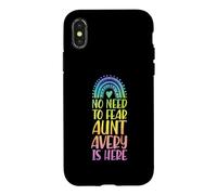 Carcasa para iPhone X/XS No Need To Fear Aunt Avery is Here Nombre Rainbow Auntie