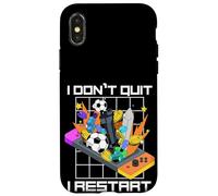 Carcasa para iPhone X/XS No renuncio, reinicio Divertido Amante de los Videojuegos
