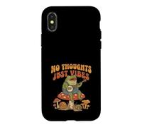 Carcasa para iPhone X/XS No Thoughts Just Vibes Frog Mindfulness Meditation Mushroom