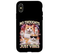 Carcasa para iPhone X/XS No Thoughts Just Vibes Gracioso Gato Meme Bootleg Animales Humor
