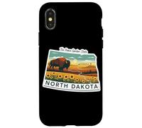 Carcasa para iPhone X/XS North Dakota Ilustración de Bisonte