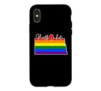 Carcasa para iPhone X/XS North Dakota Mapa USA Estado Arco Iris Bandera Pride Month