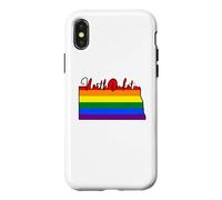 Carcasa para iPhone X/XS North Dakota Mapa USA Estado Arco Iris Bandera Pride Month