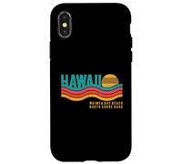 Carcasa para iPhone X/XS North Shore, Oahu, Bahía de Waimea, Hawái, Puesta de Sol Retro, años 70 y 80