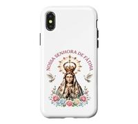 Carcasa para iPhone X/XS Nossa Senhora de Fátima Floral Católica