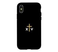 Carcasa para iPhone X/XS Número Romano del Papa León XIV con Cruz Delgada Jesús