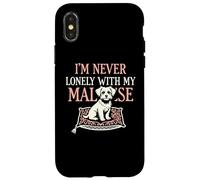 Carcasa para iPhone X/XS Nunca me Siento Solo con mi compañero Amante de los Perros Malteses