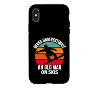 Carcasa para iPhone X/XS Nunca Subestimes Old Man Skis Deportes de Invierno