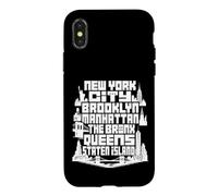 Carcasa para iPhone X/XS NYC New York City Boroughs Skyline Brooklyn Manhattan