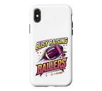 Carcasa para iPhone X/XS Ocupado Raising Ballers Americano Fútbol Mamá