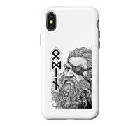 Carcasa para iPhone X/XS Odin Viking Warrior God Runes Ravens Mitología nórdica