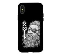 Carcasa para iPhone X/XS Odin Viking Warrior God Runes Ravens Mitología nórdica