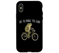 Carcasa para iPhone X/XS Off to Praise The Lord Funny Christian Meme Frog Humor