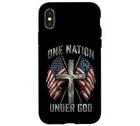 Carcasa para iPhone X/XS One Nation Under God Cross - Bandera Americana con gráfico patriótico