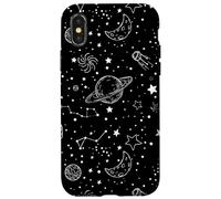 Carcasa para iPhone X/XS Outer Space - Planets - Stars - Black & White Galaxy Graphic
