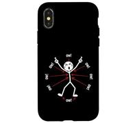 Carcasa para iPhone X/XS OW OW OW OW Stickman Figure Humorous Chronic Pain Awareness