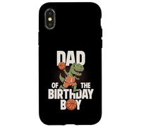 Carcasa para iPhone X/XS Papá del cumpleaños niño T-Rex Dino Baloncesto cumpleaños