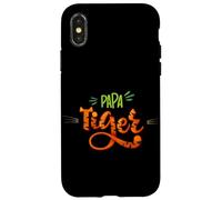 Carcasa para iPhone X/XS Papa Tiger Graphic T Shirt, Happy Father's Day, Cool Dad