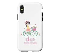 Carcasa para iPhone X/XS París Mente Bicicleta Chica Torre Eiffel Estética Viaje Amor