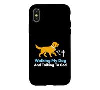 Carcasa para iPhone X/XS Paseando a mi Perro y Hablando con Dios Christian Pet Owner