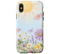 Carcasa para iPhone X/XS Pastel Sun Meadow Luna Moth and Butterfly