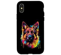 Carcasa para iPhone X/XS Pastor alemán Splash Art I Pop Art Pastor alemán