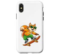 Carcasa para iPhone X/XS Patineta Squirrel Riding Skateboard Skater Gráfico