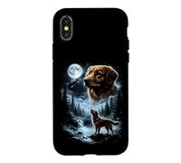 Carcasa para iPhone X/XS Pato de Nueva Escocia Tolling Retriever Aullando a la Luna 90