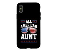 Carcasa para iPhone X/XS Patriotic All-American Aunt USA 4 of July American Flag
