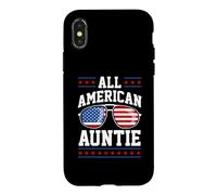 Carcasa para iPhone X/XS Patriotic All-American Auntie USA 4 de Julio Bandera Estadounidense