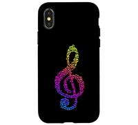 Carcasa para iPhone X/XS Patrón de músico de Mosaico de Notas para Amantes de la música de Clave de Sol