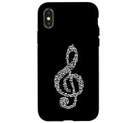 Carcasa para iPhone X/XS Patrón de músico de Mosaico de Notas para Amantes de la música de Clave de Sol