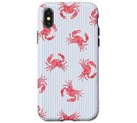 Carcasa para iPhone X/XS Patrón de Rayas de Cangrejo Vintage costero náutico Playa Verano