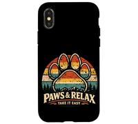 Carcasa para iPhone X/XS Paws and Relax - Pata de Perro, diseño Vintage