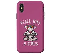 Carcasa para iPhone X/XS Peace Love & Cows Divertido Yoga meditando con Vacas