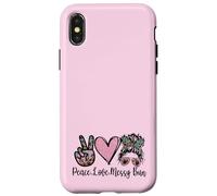 Carcasa para iPhone X/XS Peace Love Teaching with Messy Bun Funny Teacher Quote