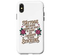 Carcasa para iPhone X/XS Pegatinas duras para Adultos con Forma de Rosa y Calavera, para Amantes de la Tinta