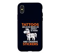 Carcasa para iPhone X/XS Pegatinas Tattoos Because Being An Adult Is Hard I Merece