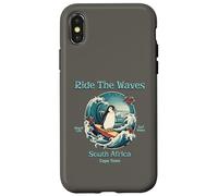 Carcasa para iPhone X/XS Penguin Surfing Waves Sudáfrica Cape Cod Surfs Up Diversión